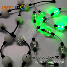 Llinyn pêl 3D LED DMX RGB addurniadol awyr agored